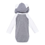 4418 Rabbit Skins Fine Jersey Infant Character Hooded Long Sleeve Bodysuit with Ears Granite Heather/ White