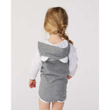 4418 Rabbit Skins Fine Jersey Infant Character Hooded Long Sleeve Bodysuit with Ears Granite Heather/ White