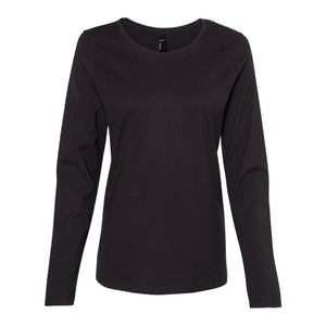 S04LS Hanes Perfect-T Women’s Long Sleeve Scoopneck T-Shirt Black