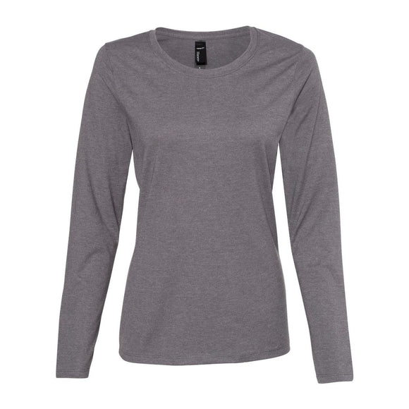 S04LS Hanes Perfect-T Women’s Long Sleeve Scoopneck T-Shirt Charcoal Heather