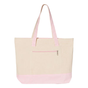 Q1300 Q-Tees 19L Zippered Tote Natural/ Light Pink