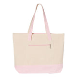 Q1300 Q-Tees 19L Zippered Tote Natural/ Light Pink