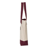 Q1300 Q-Tees 19L Zippered Tote Natural/ Maroon