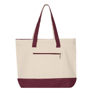 Q1300 Q-Tees 19L Zippered Tote Natural/ Maroon