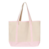 Q1500 Q-Tees 34.6L Large Canvas Deluxe Tote Natural/ Light Pink