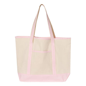 Q1500 Q-Tees 34.6L Large Canvas Deluxe Tote Natural/ Light Pink