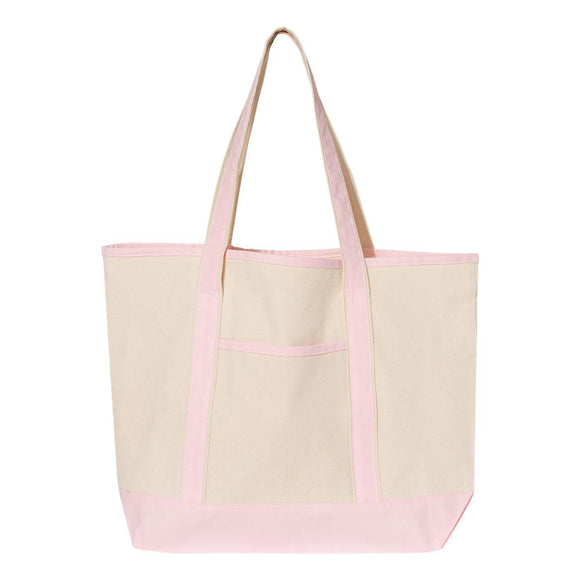 Q1500 Q-Tees 34.6L Large Canvas Deluxe Tote Natural/ Light Pink