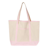 Q1500 Q-Tees 34.6L Large Canvas Deluxe Tote Natural/ Light Pink