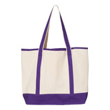 Q1500 Q-Tees 34.6L Large Canvas Deluxe Tote Natural/ Purple