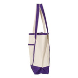 Q1500 Q-Tees 34.6L Large Canvas Deluxe Tote Natural/ Purple