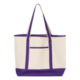 Q1500 Q-Tees 34.6L Large Canvas Deluxe Tote Natural/ Purple