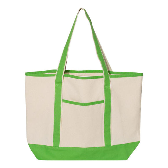 Q1500 Q-Tees 34.6L Large Canvas Deluxe Tote Natural/ Lime