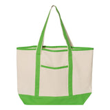 Q1500 Q-Tees 34.6L Large Canvas Deluxe Tote Natural/ Lime