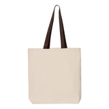 Q4400 Q-Tees 11L Canvas Tote with Contrast-Color Handles Natural/ Chocolate