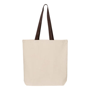 Q4400 Q-Tees 11L Canvas Tote with Contrast-Color Handles Natural/ Chocolate