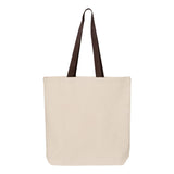 Q4400 Q-Tees 11L Canvas Tote with Contrast-Color Handles Natural/ Chocolate