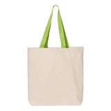 Q4400 Q-Tees 11L Canvas Tote with Contrast-Color Handles Natural/ Lime