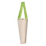 Q4400 Q-Tees 11L Canvas Tote with Contrast-Color Handles Natural/ Lime