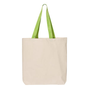 Q4400 Q-Tees 11L Canvas Tote with Contrast-Color Handles Natural/ Lime