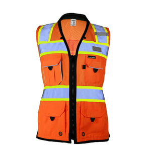 S5021-5022 Kishigo Premium Black Series® Women's Heavy Duty Surveyors Vest Orange