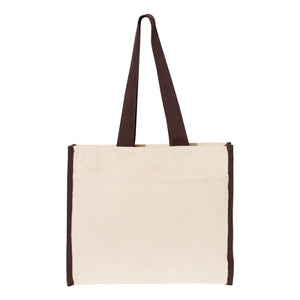 Q1100 Q-Tees 14L Tote with Contrast-Color Handles Natural/ Chocolate