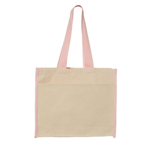 Q1100 Q-Tees 14L Tote with Contrast-Color Handles Natural/ Light Pink