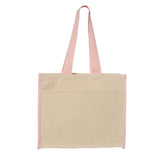 Q1100 Q-Tees 14L Tote with Contrast-Color Handles Natural/ Light Pink