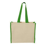 Q1100 Q-Tees 14L Tote with Contrast-Color Handles Natural/ Lime