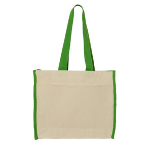 Q1100 Q-Tees 14L Tote with Contrast-Color Handles Natural/ Lime