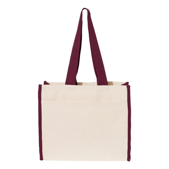 Q1100 Q-Tees 14L Tote with Contrast-Color Handles Natural/ Maroon