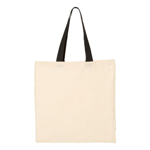 QTB6000 Q-Tees Economical Tote with Contrast-Color Handles Natural/ Black