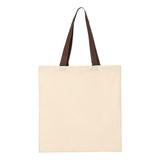 QTB6000 Q-Tees Economical Tote with Contrast-Color Handles Natural/ Chocolate