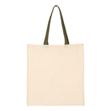 QTB6000 Q-Tees Economical Tote with Contrast-Color Handles Natural/ Army