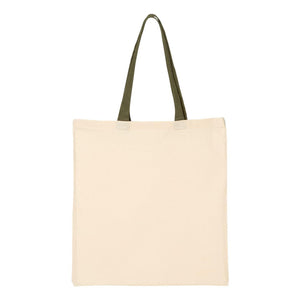 QTB6000 Q-Tees Economical Tote with Contrast-Color Handles Natural/ Army