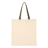 QTB6000 Q-Tees Economical Tote with Contrast-Color Handles Natural/ Army