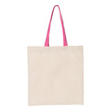 QTB6000 Q-Tees Economical Tote with Contrast-Color Handles Natural/ Azalea