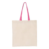 QTB6000 Q-Tees Economical Tote with Contrast-Color Handles Natural/ Azalea