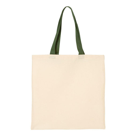 QTB6000 Q-Tees Economical Tote with Contrast-Color Handles Natural/ Forest