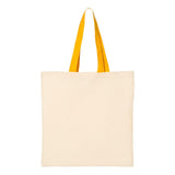 QTB6000 Q-Tees Economical Tote with Contrast-Color Handles Natural/ Gold