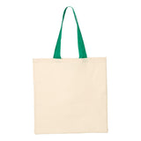 QTB6000 Q-Tees Economical Tote with Contrast-Color Handles Natural/ Kelly