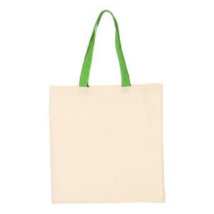 QTB6000 Q-Tees Economical Tote with Contrast-Color Handles Natural/ Lime