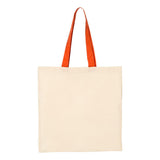 QTB6000 Q-Tees Economical Tote with Contrast-Color Handles Natural/ Orange