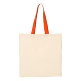 QTB6000 Q-Tees Economical Tote with Contrast-Color Handles Natural/ Orange