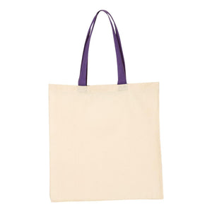 QTB6000 Q-Tees Economical Tote with Contrast-Color Handles Natural/ Purple