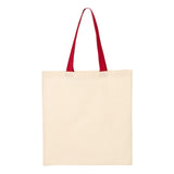 QTB6000 Q-Tees Economical Tote with Contrast-Color Handles Natural/ Red