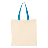 QTB6000 Q-Tees Economical Tote with Contrast-Color Handles Natural/ Sapphire