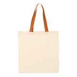 QTB6000 Q-Tees Economical Tote with Contrast-Color Handles Natural/ Texas Orange