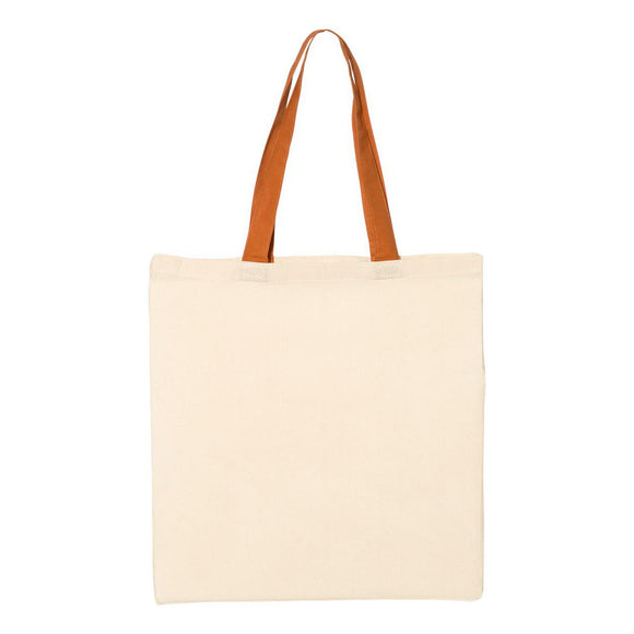 QTB6000 Q-Tees Economical Tote with Contrast-Color Handles Natural/ Texas Orange