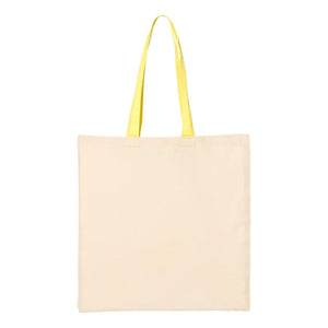 QTB6000 Q-Tees Economical Tote with Contrast-Color Handles Natural/ Yellow