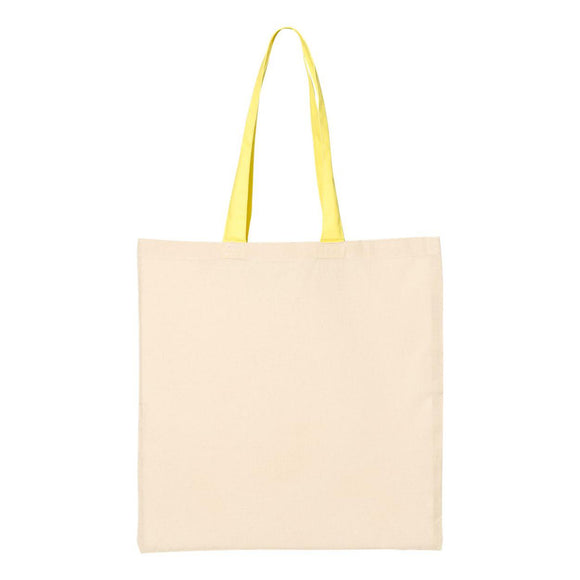 QTB6000 Q-Tees Economical Tote with Contrast-Color Handles Natural/ Yellow